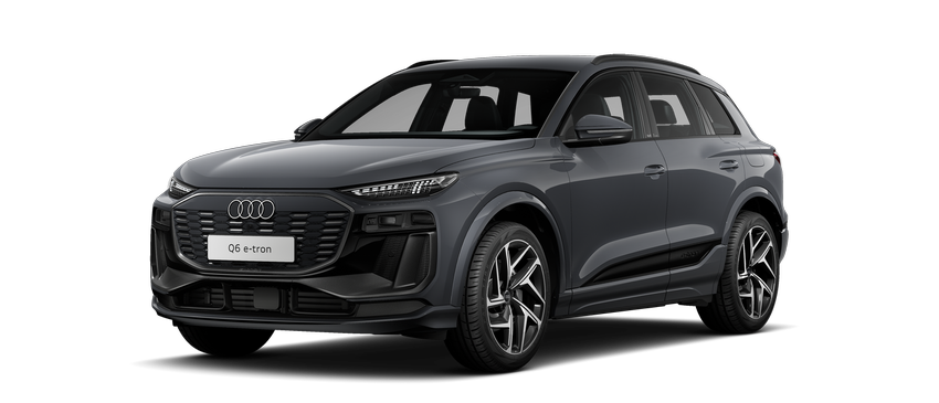 Audi Q6 SUV E Tron Zwart schuinvoor Modelfoto