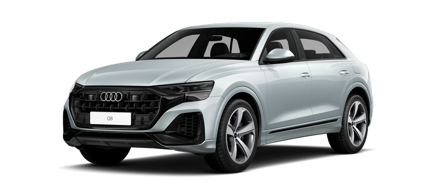 Audi Q8 TFSI E Ijsblauw schuinvoor Modelfoto